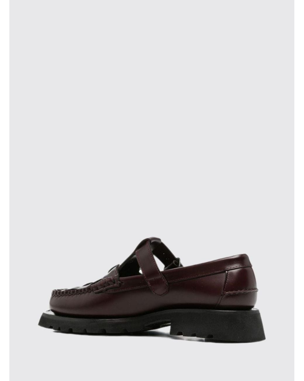 Hereu White Soller Sport Brushed Leather Loafers With Strap And Low Heel