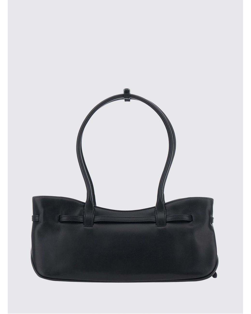 MARGE SHERWOOD Black Grandma Cowhide Leather Shoulder Bag With Canvas Interior