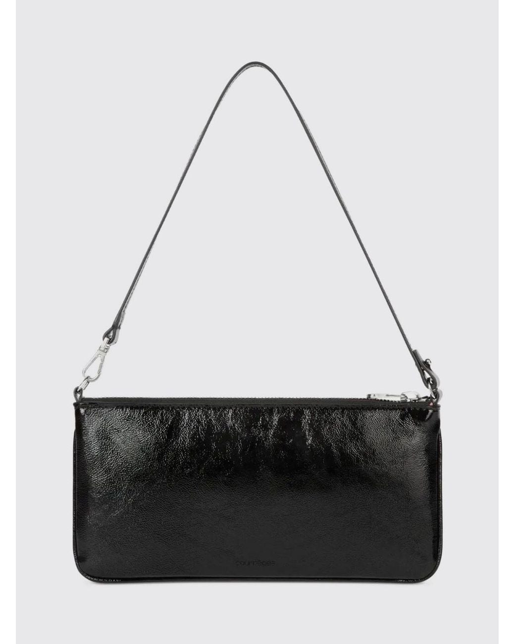 Courreges Black CourrÈ Ges Small Crinkled-Effect Patent Leather Shoulder Bag