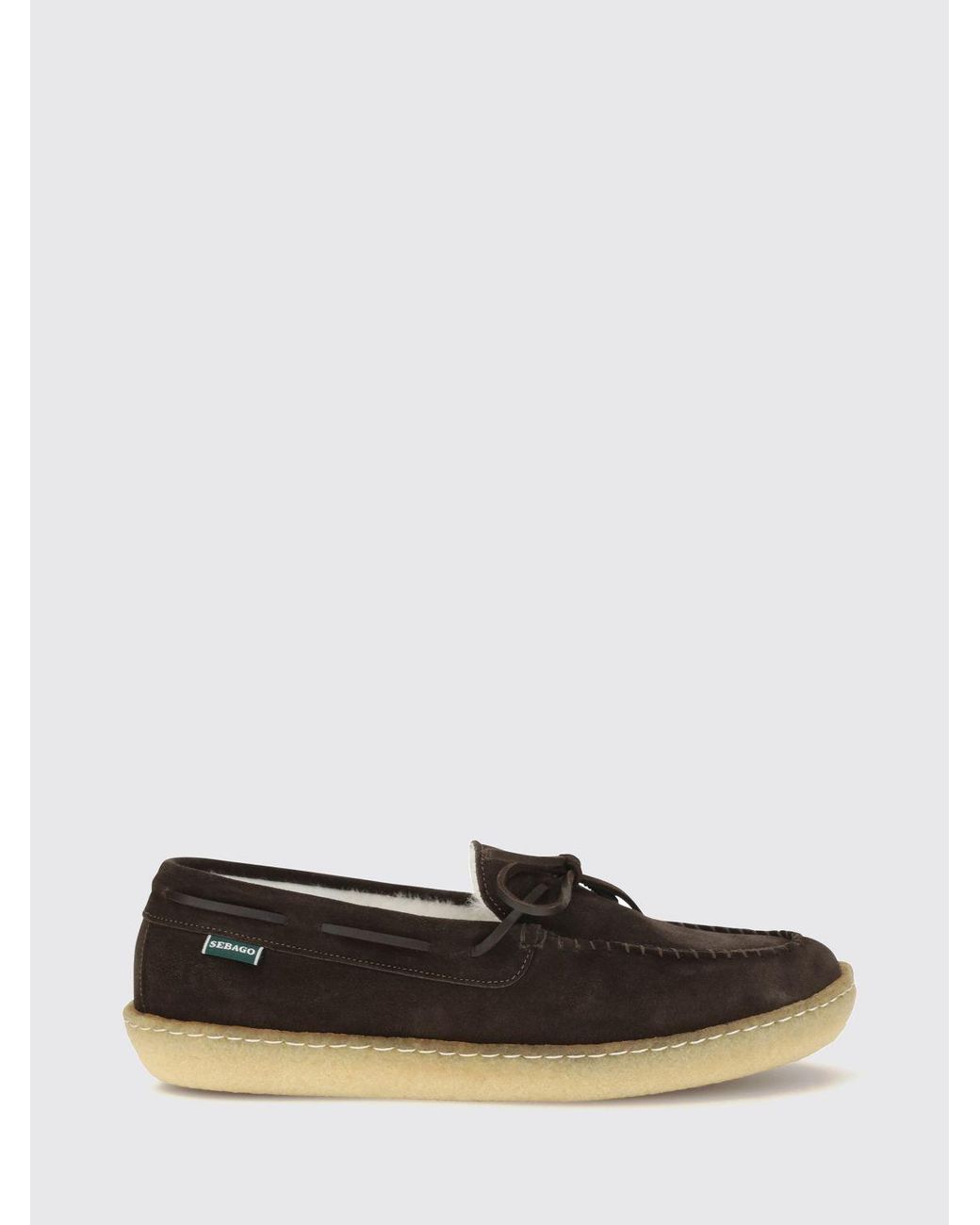 Sebago White Suede Calfskin Boat Shoes With Laces for men