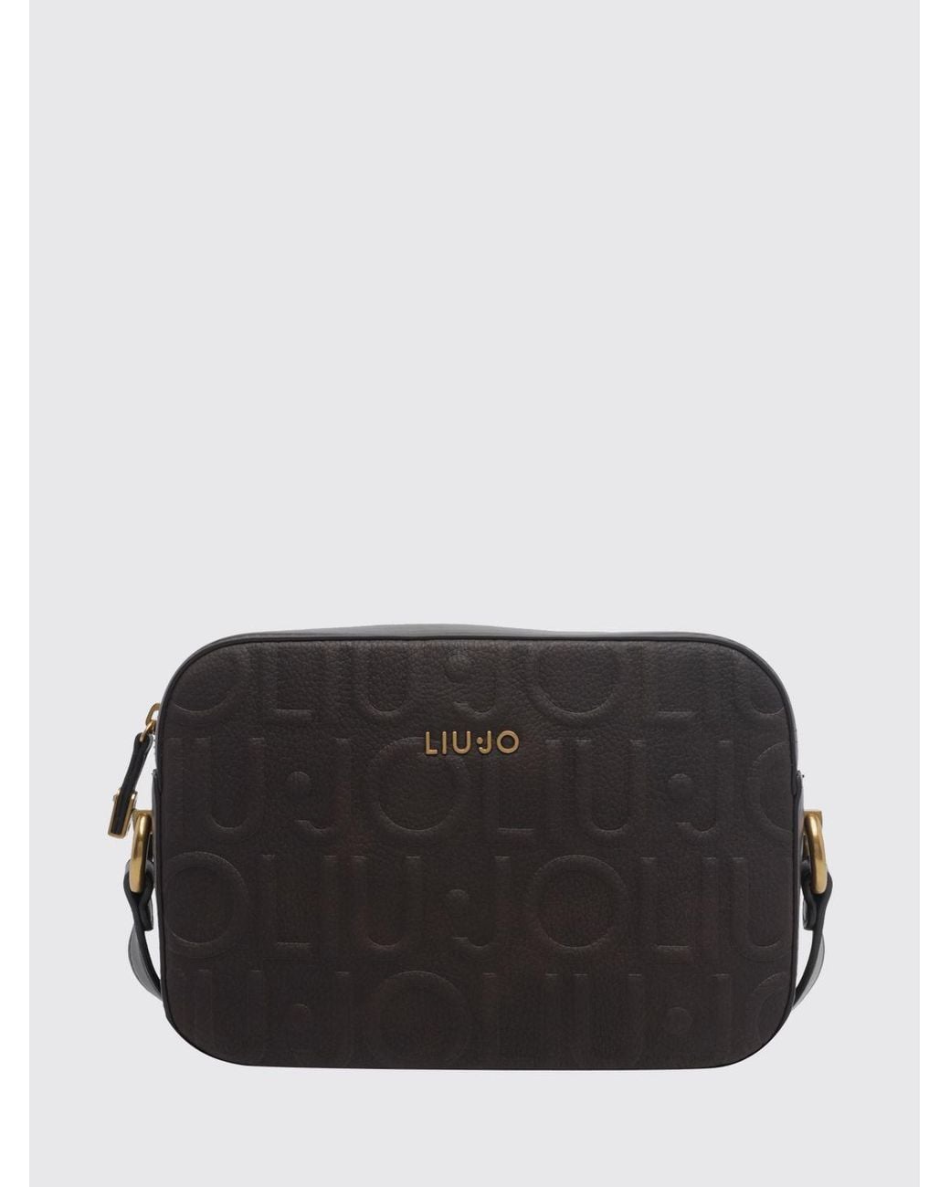 Liu Jo Black Mini Faux Leather Camera Bag With Embossed Monogram Logo