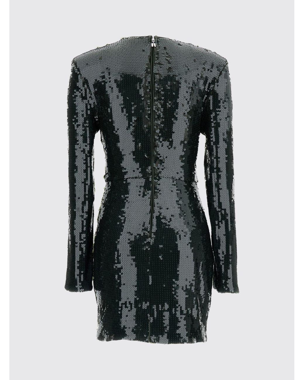 ROTATE BIRGER CHRISTENSEN Black Sequin-Covered Evening Mini Dress With Waist Knot