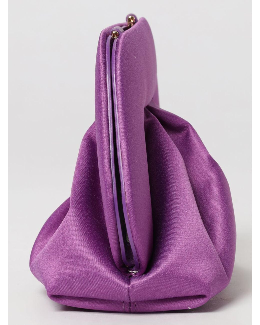 THEMOIRÈ Purple ThemoirÈ Bios Draped Satin Mini Bag With Shoulder Strap