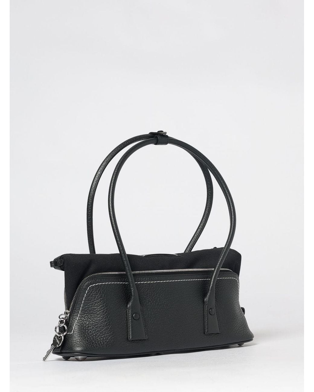 Maison Margiela Black 5Ac Calfskin Shoulder Bag With Contrast Stitching