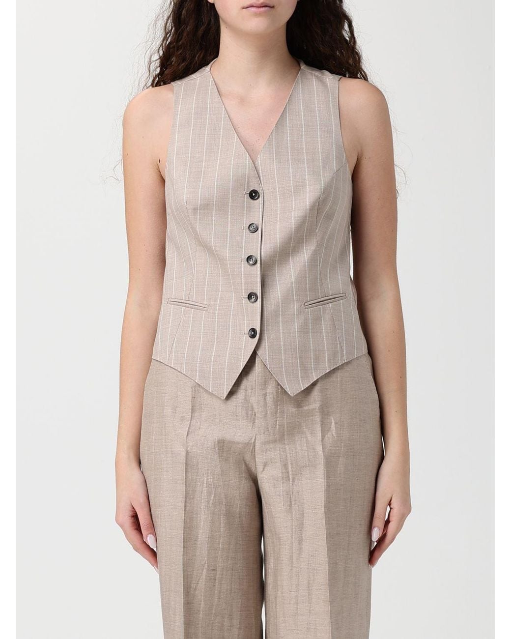 Giacca A Monopetto Gessato di Tagliatore in Natural