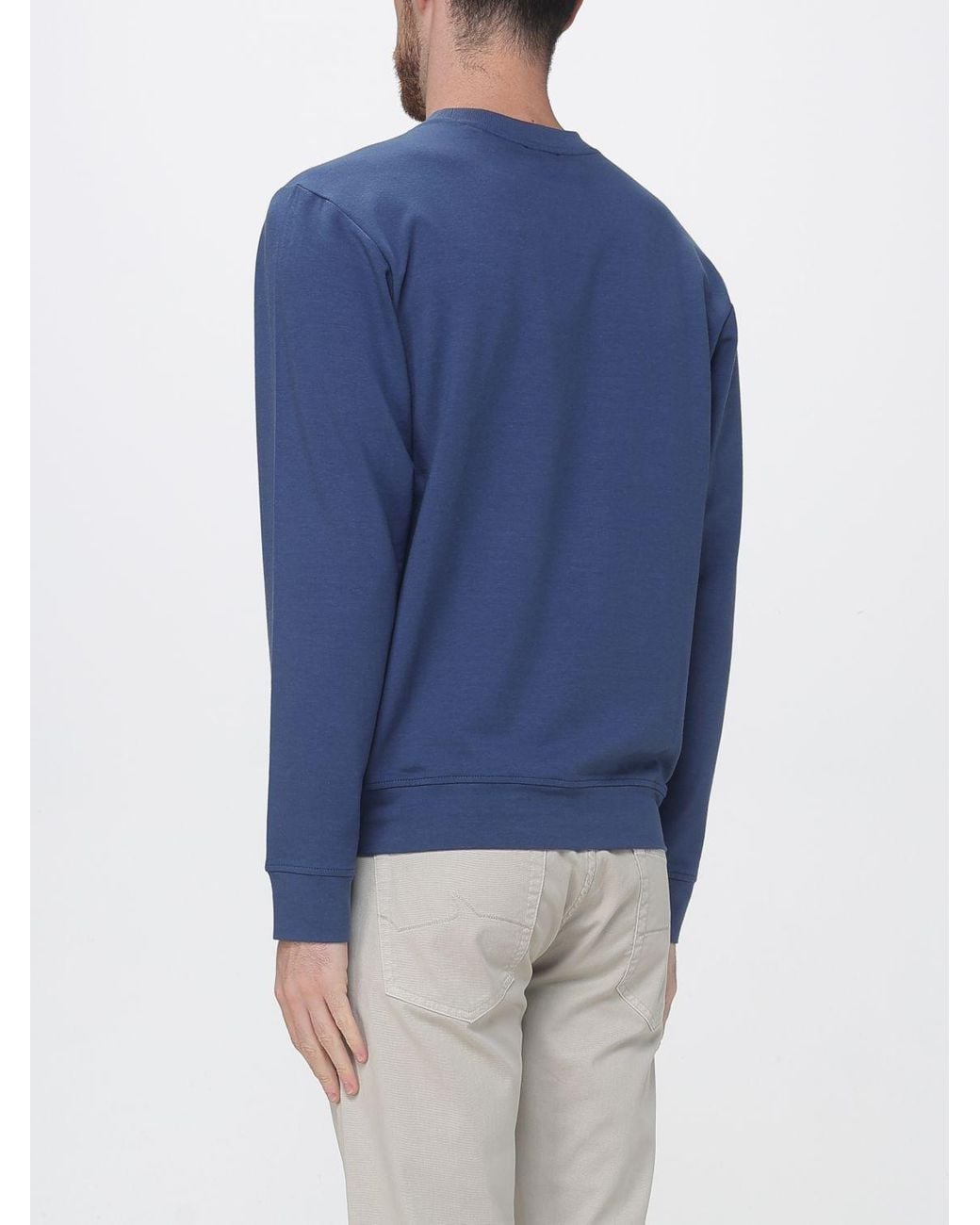 Paul & Shark Blue Paul &Amp Shark Cotton And Lyocell Blend Crewneck Sweatshirt By With Logo for men