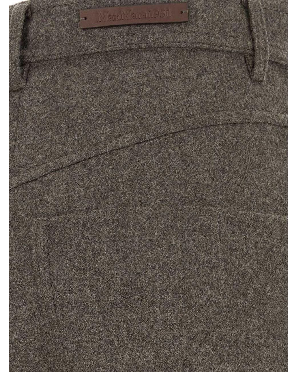 Max Mara Gray High-Waisted Pure Virgin Wool Knit Flare Trousers