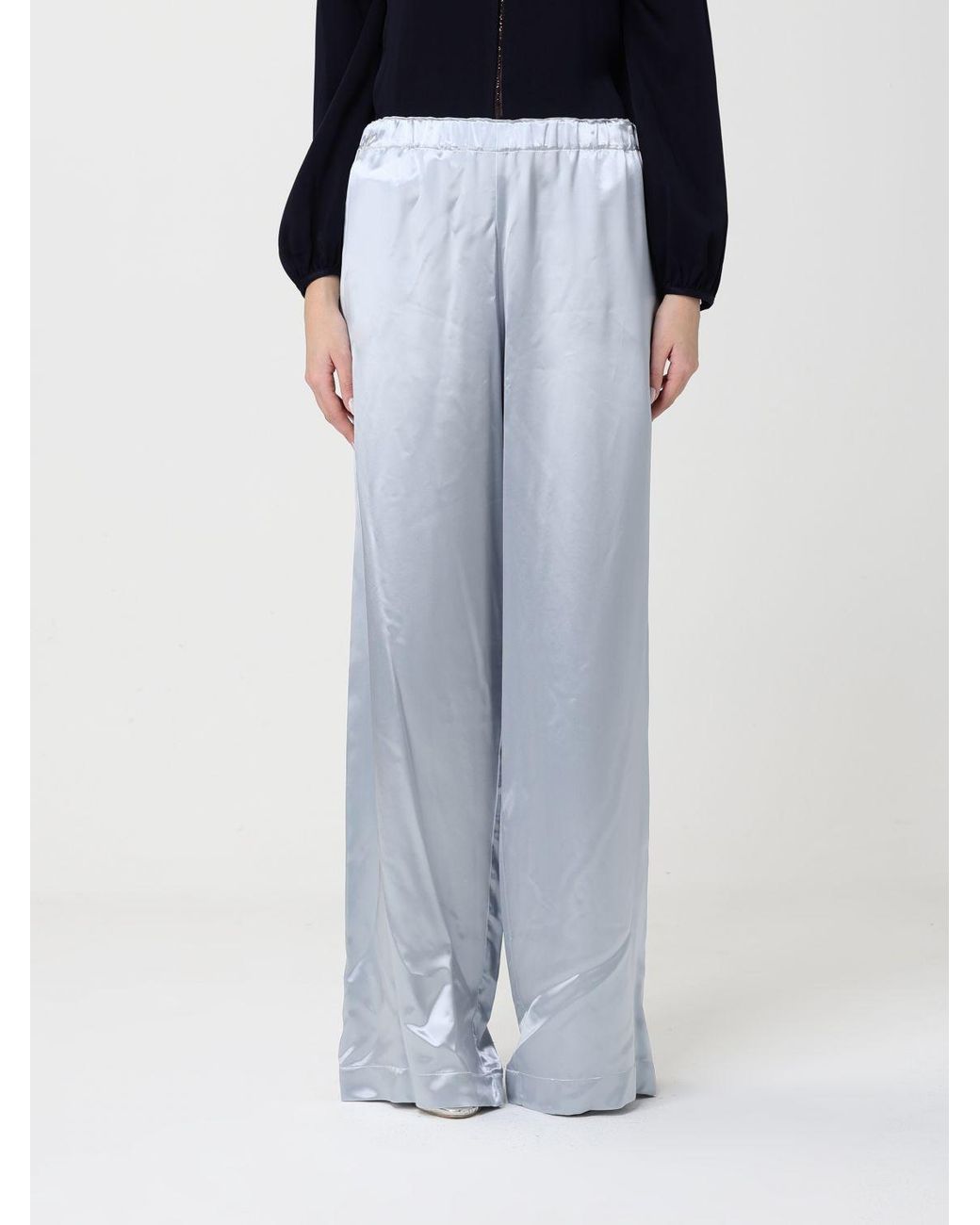 Fabiana Filippi Blue Wide Leg Satin Trousers