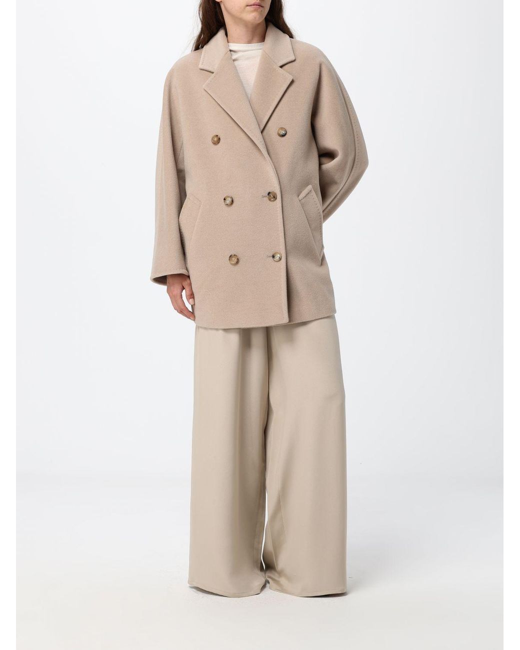 Max Mara Natural Volontà High-Waisted Silk Palazzo Trousers With Elastic Waist