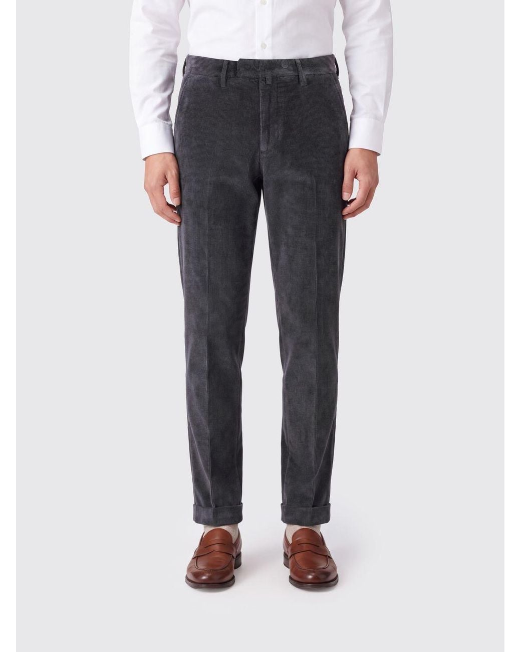 Briglia 1949 Blue Slim Fit Cotton Velvet Chino Trousers for men