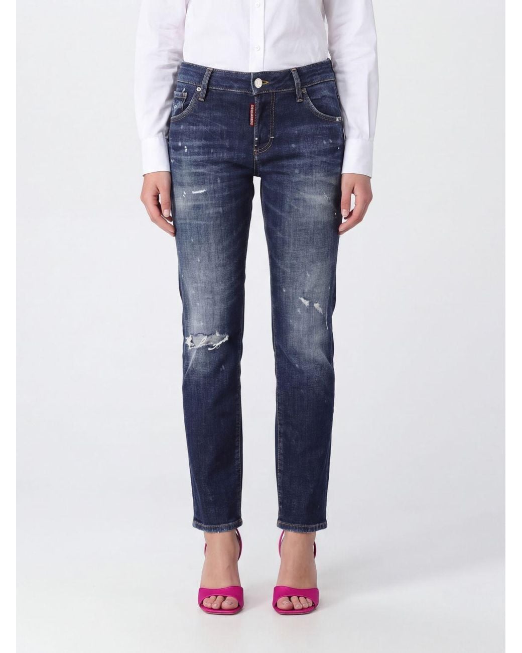 DSquared² Blue Jenna Mid-Rise Skinny-Fit Jeans
