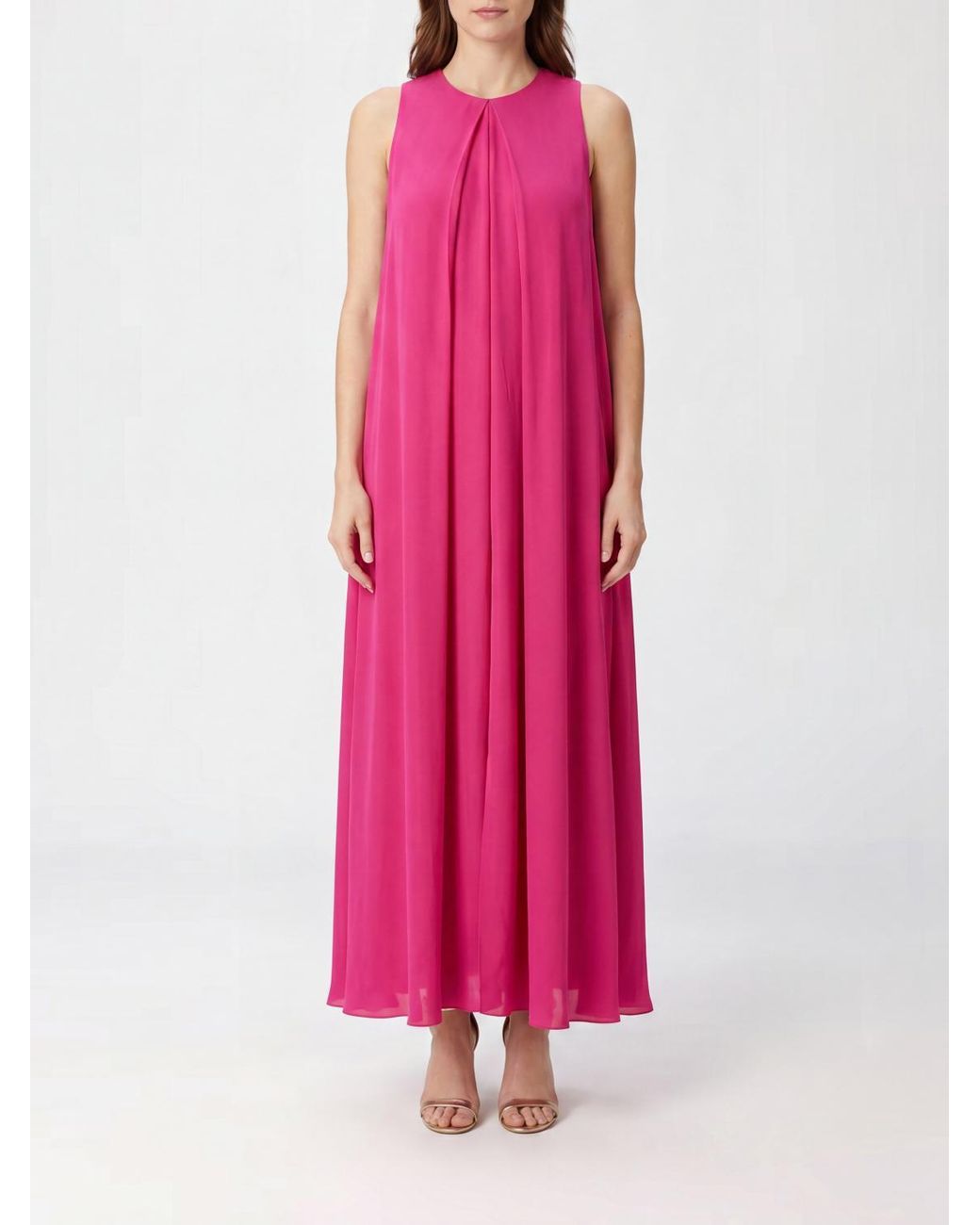 Gianluca Capannolo Pink Off-The-Shoulder Pure Silk Midi Tunic