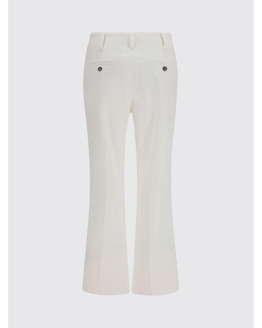 Brunello Cucinelli White Straight Cotton Trousers