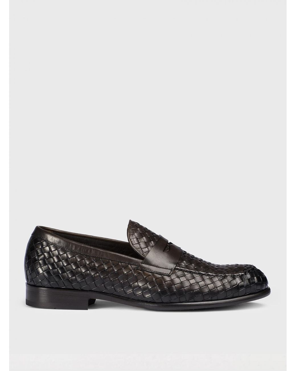 Doucal's Black Woven Leather Loafers for men