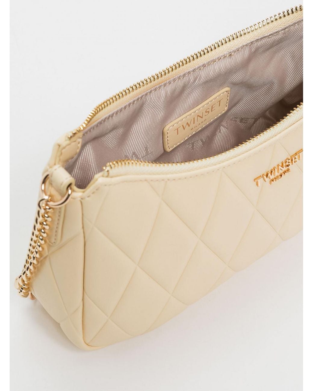 Twinset Natural Quilted Faux Leather Bag