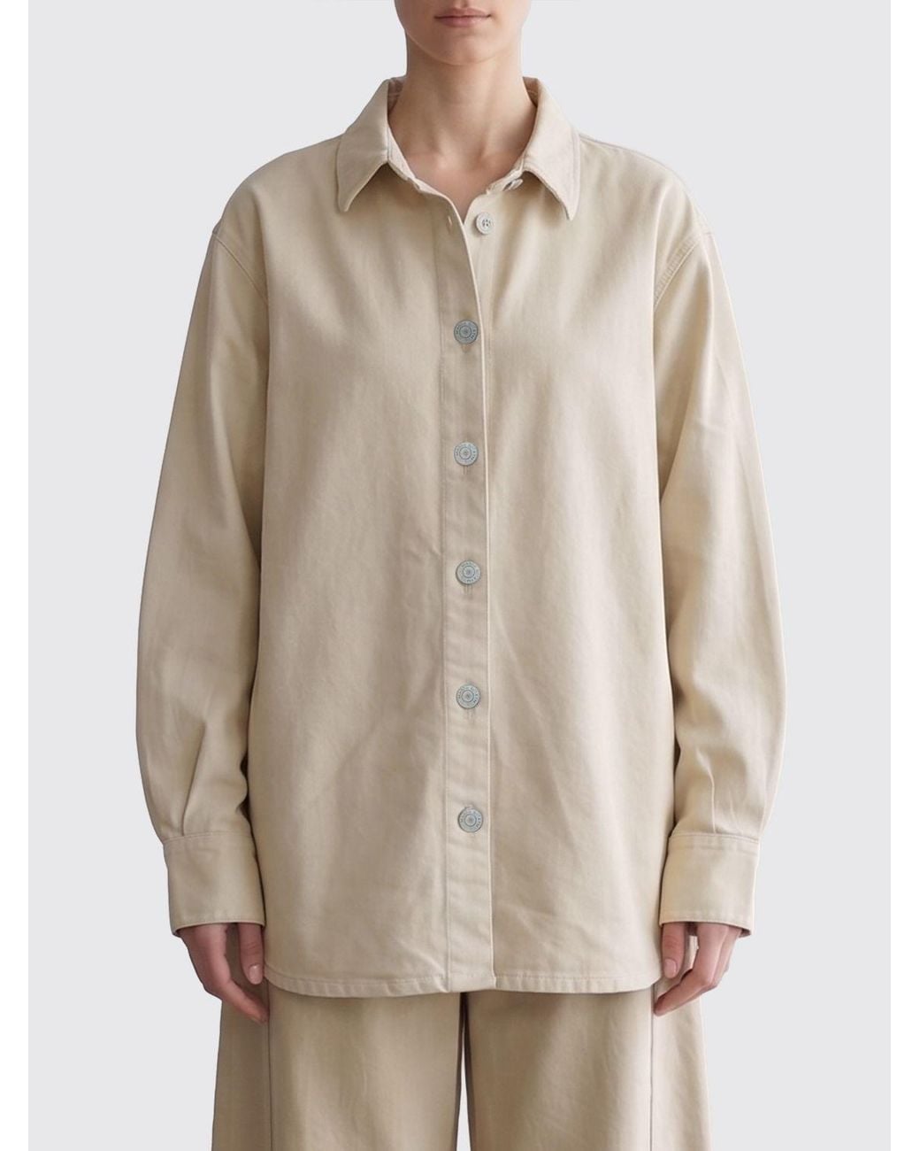 Magda Butrym Natural Relaxed Fit Cotton Shirt With Dropped Shoulders And Classic Collar