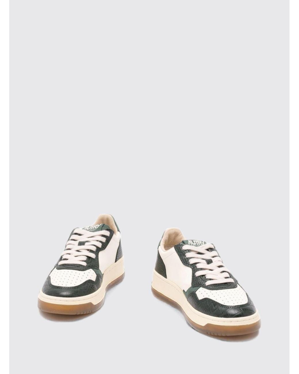 Autry White Medalist Low Super Vintage Leather And Suede Sneakers With Worn Effect