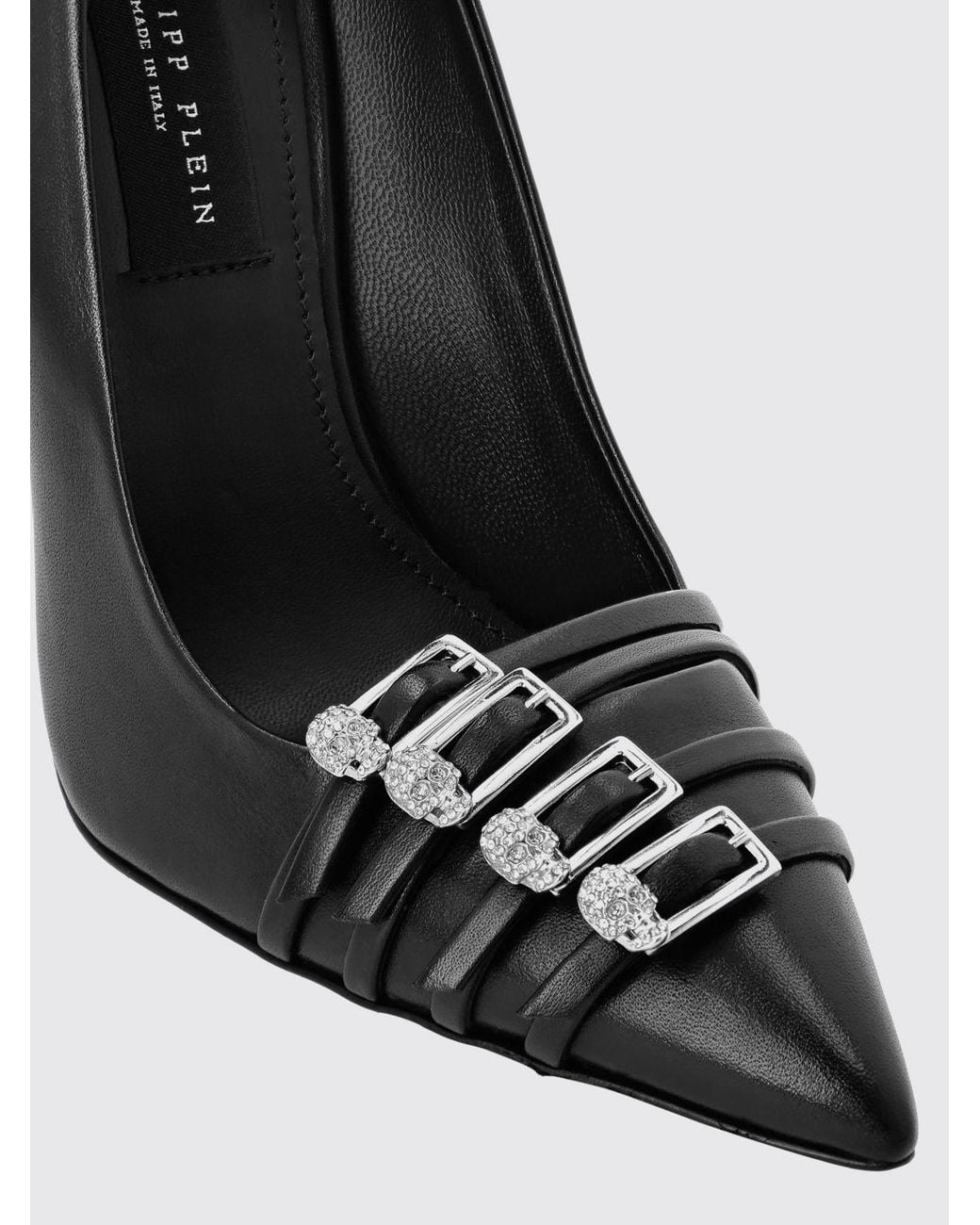 Philipp Plein Black Nappa Leather Pumps With Stiletto Heel And Skull Application