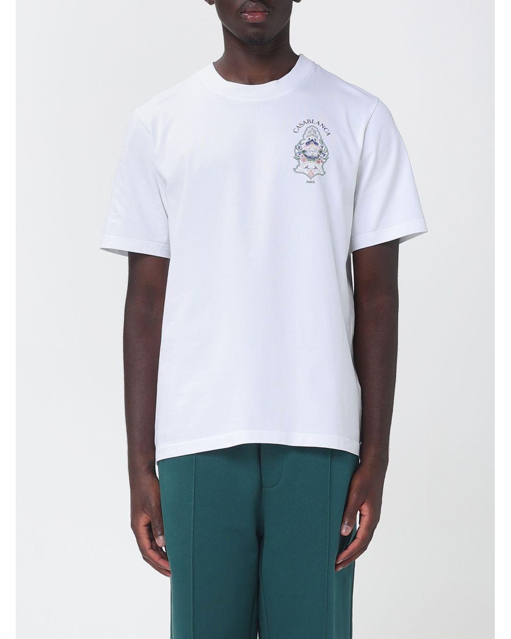 Casablanca White Organic Cotton Crew Neck T-Shirt With Logo Print for men