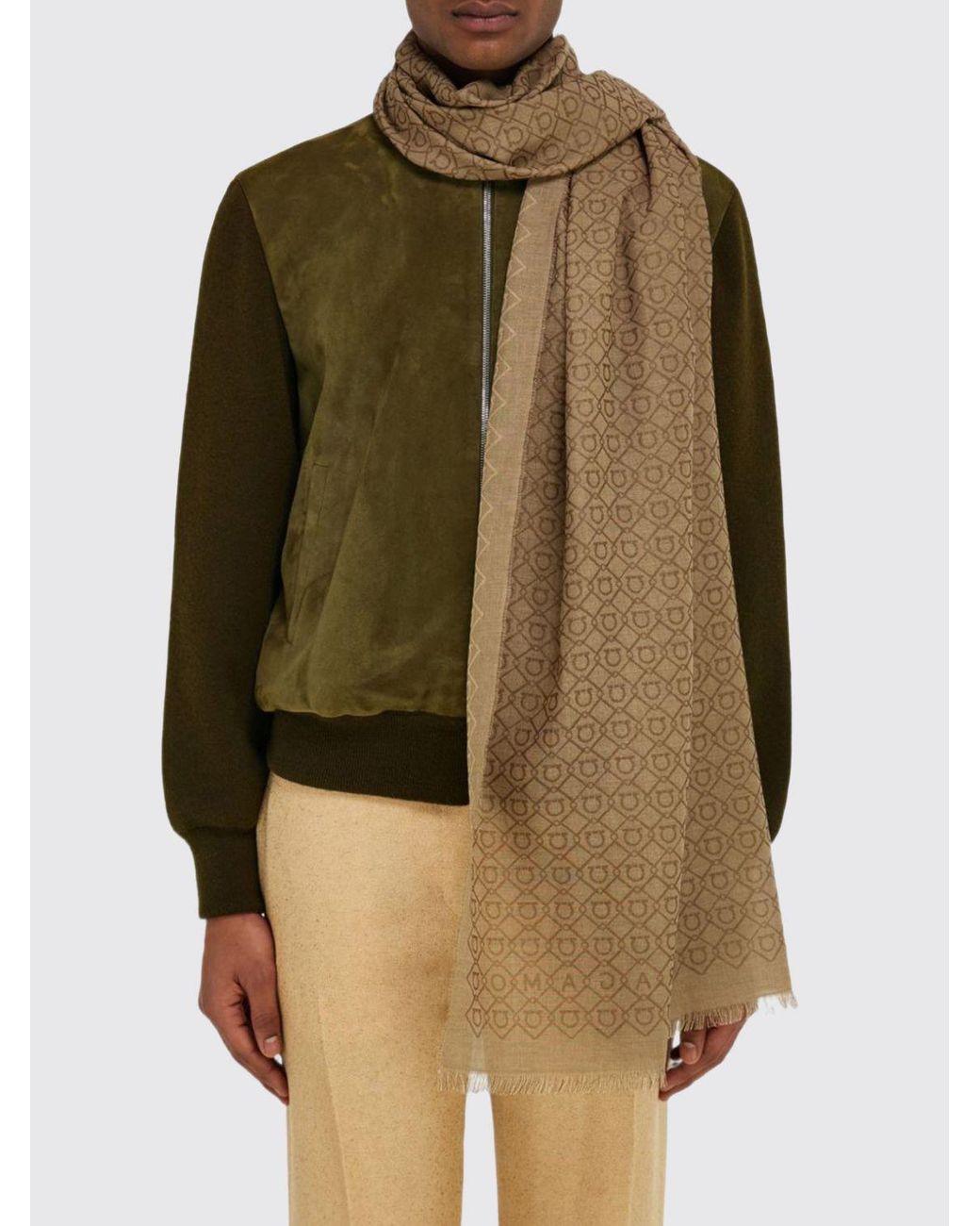 Ferragamo Natural Wool Scarf for men