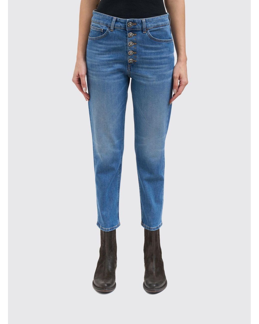 Vaqueros Koons De Corte Cropped En Denim Elástico Dondup de color Blue
