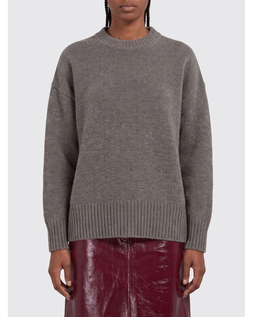 Co. Gray Wool And Cashmere Blend Crewneck Jumper With Dropped Shoulders