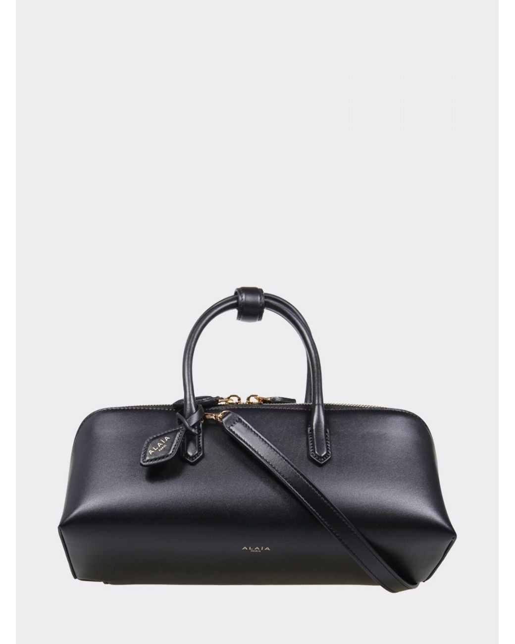 Alaïa Black Small Leather Handbag With Double Tubular Handle And Logo Charm