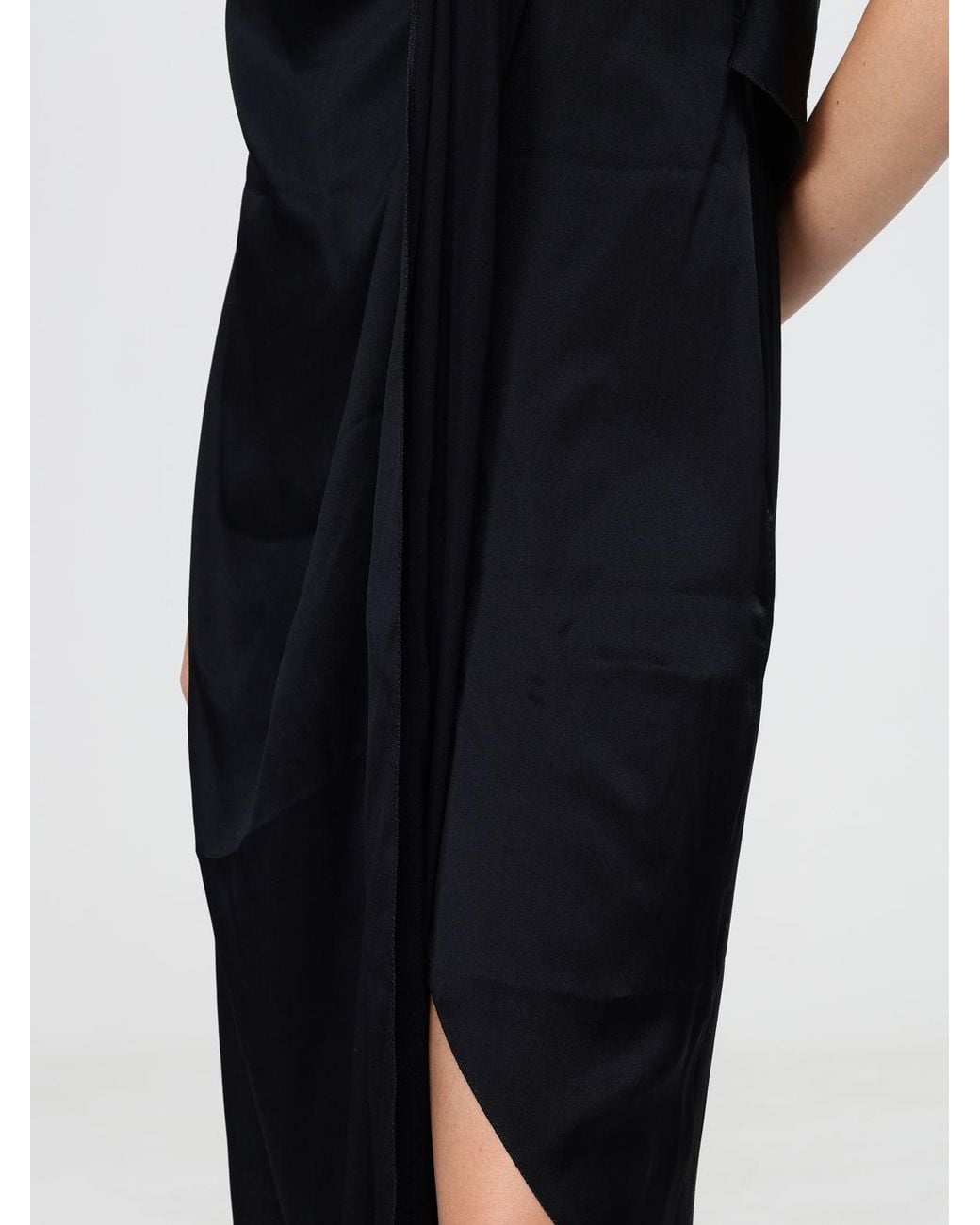 Maison Margiela Black Draped Off-The-Shoulder Mini Tunic With Side Slit