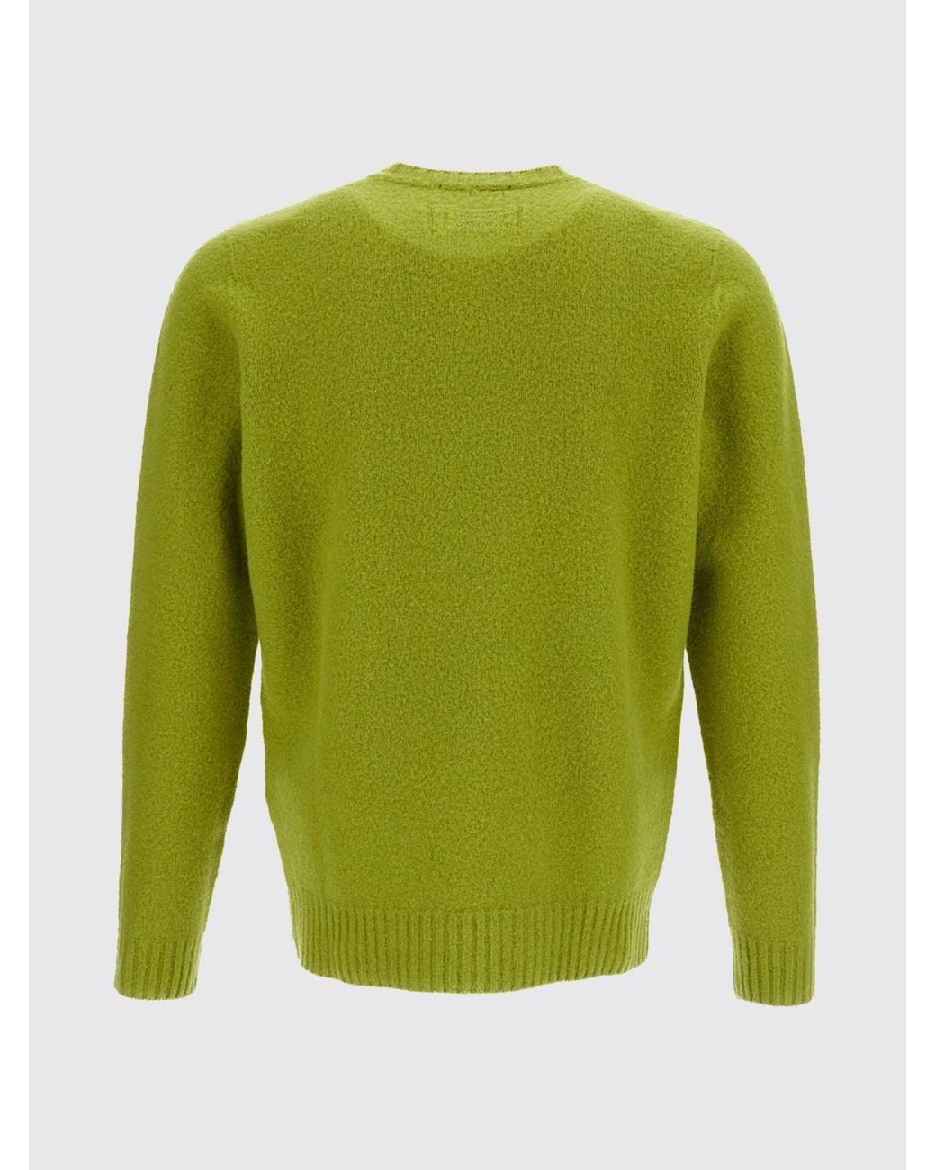 Drumohr Green Crew-Neck Lambswool Jumper With Ribbed Trim for men