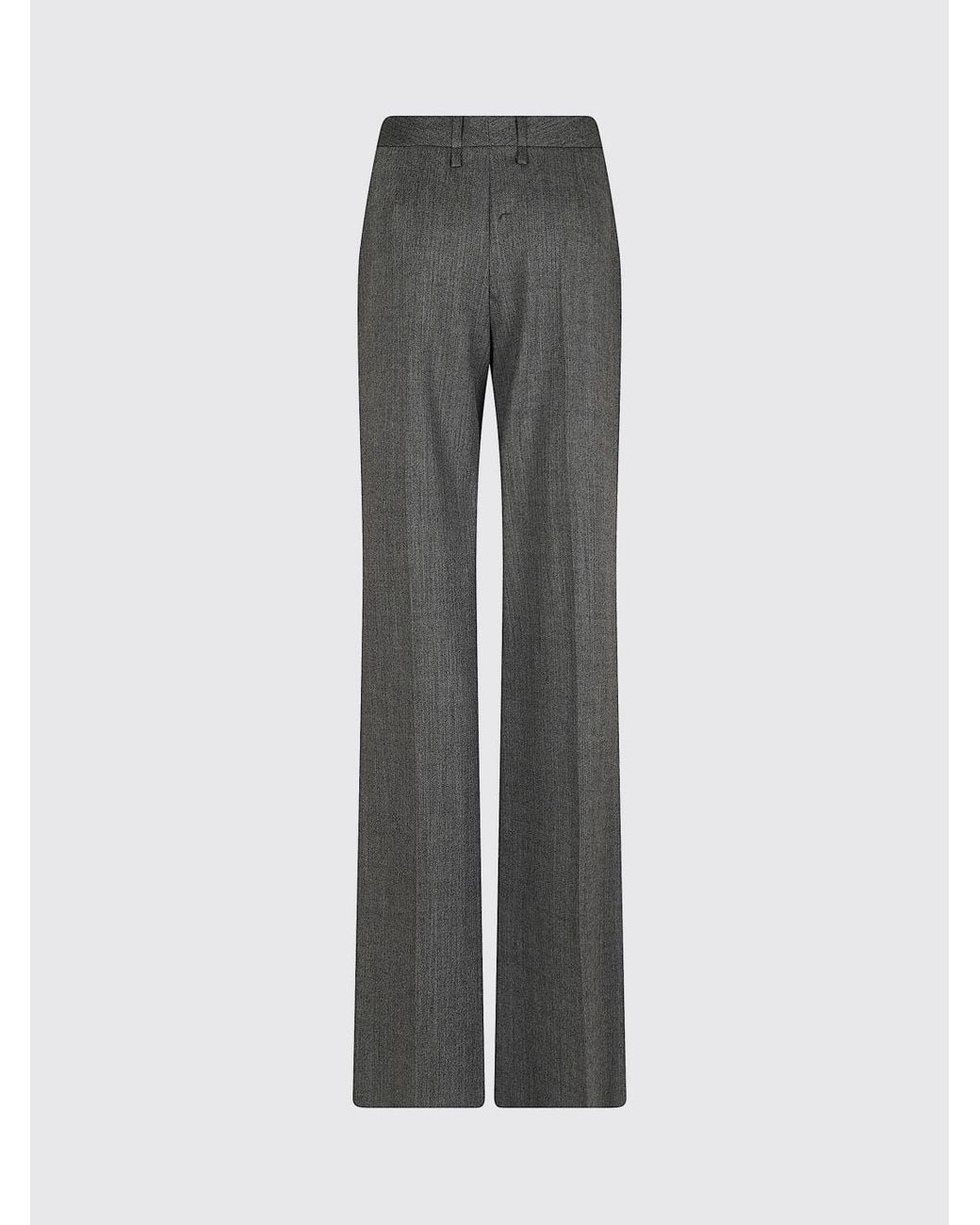 Ermanno Scervino Gray High-Waisted Wide-Leg Chevron Trousers
