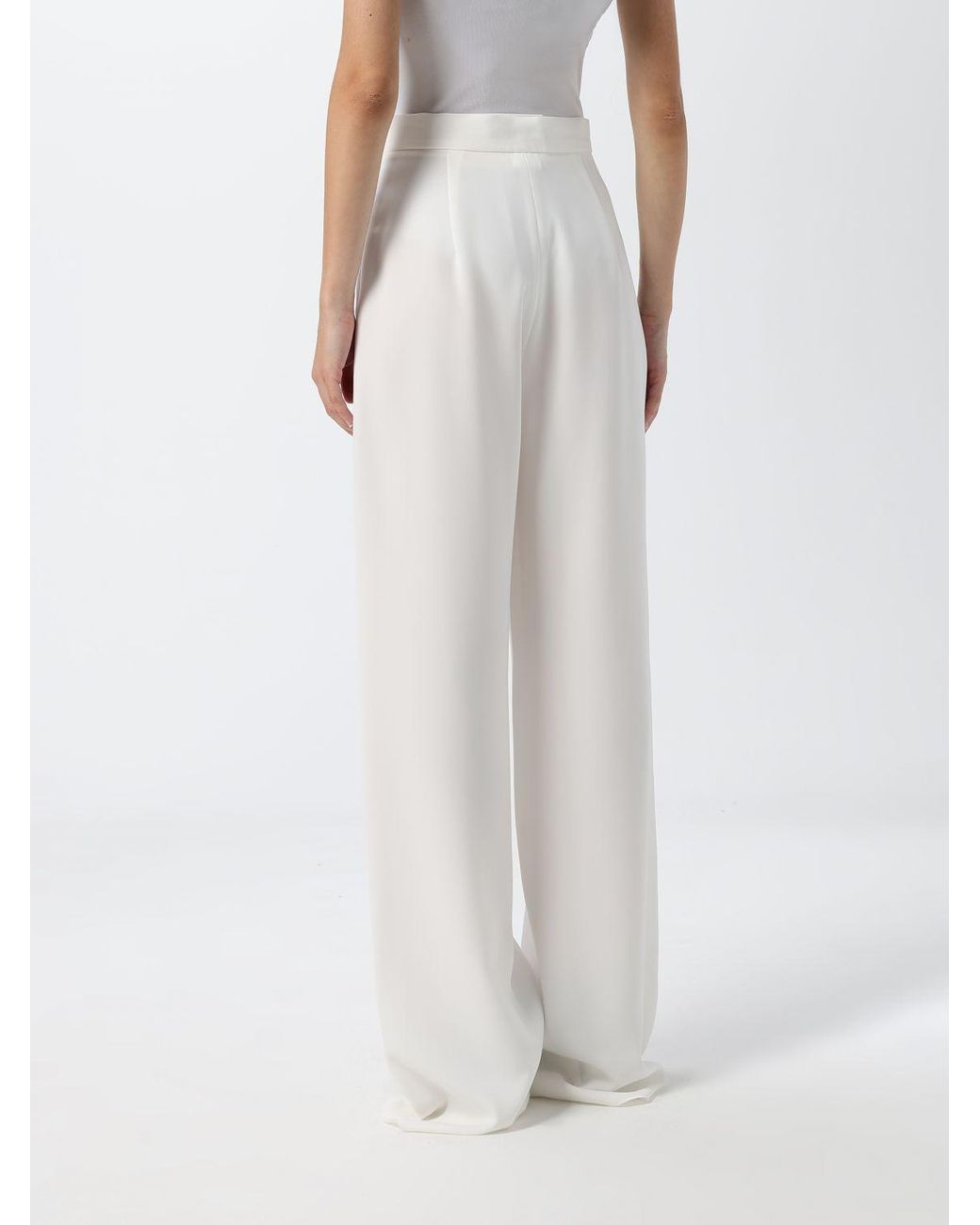 Max Mara White High-Waisted Wide-Leg Criªpe Palazzo Trousers