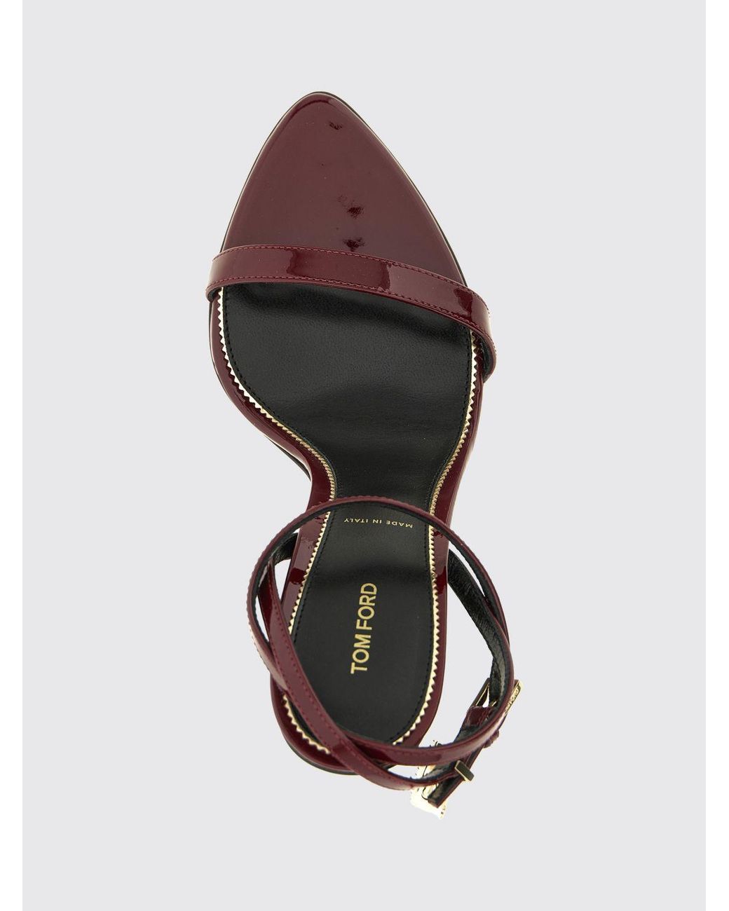 Tom Ford White Padlock Patent Leather Stiletto Sandals With Lock Detail
