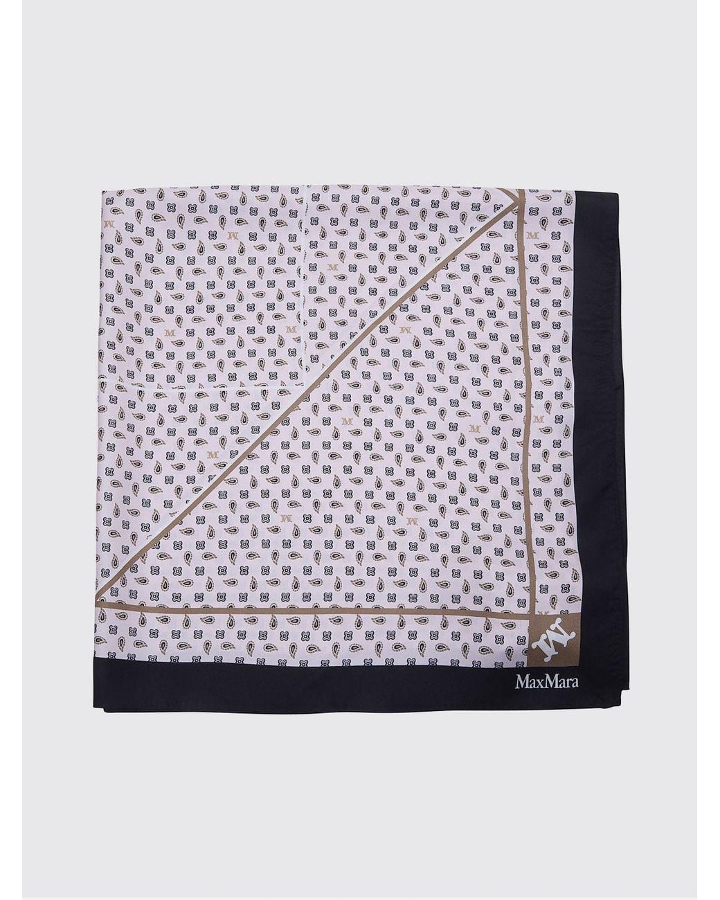 Max Mara Gray Mixed Print Silk Foulard