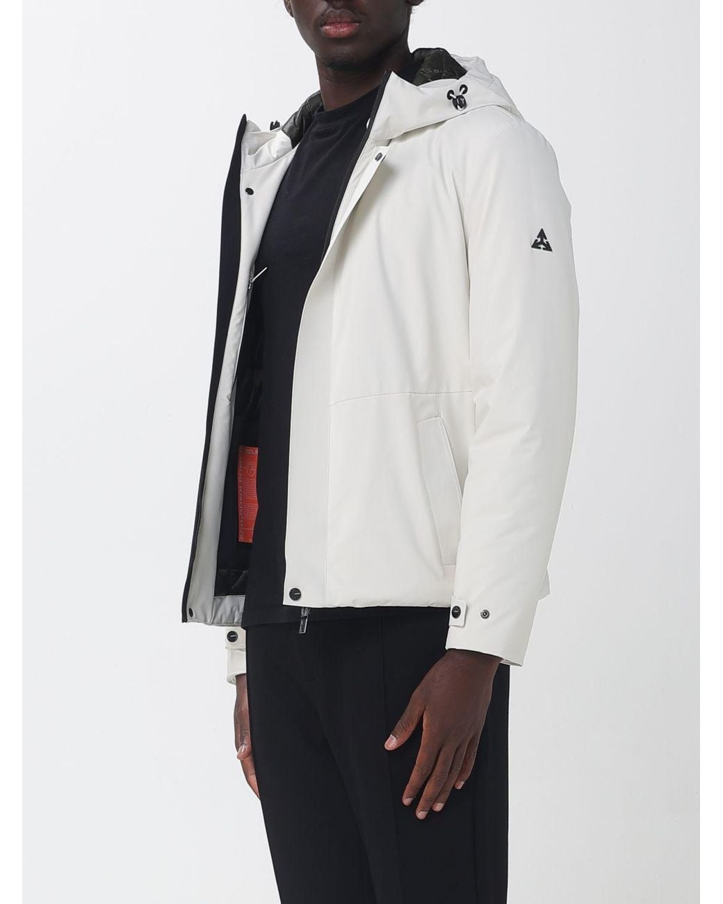 Heskimo White Padded Waterproof Nylon Windbreaker With Hood And Slim Fit for men