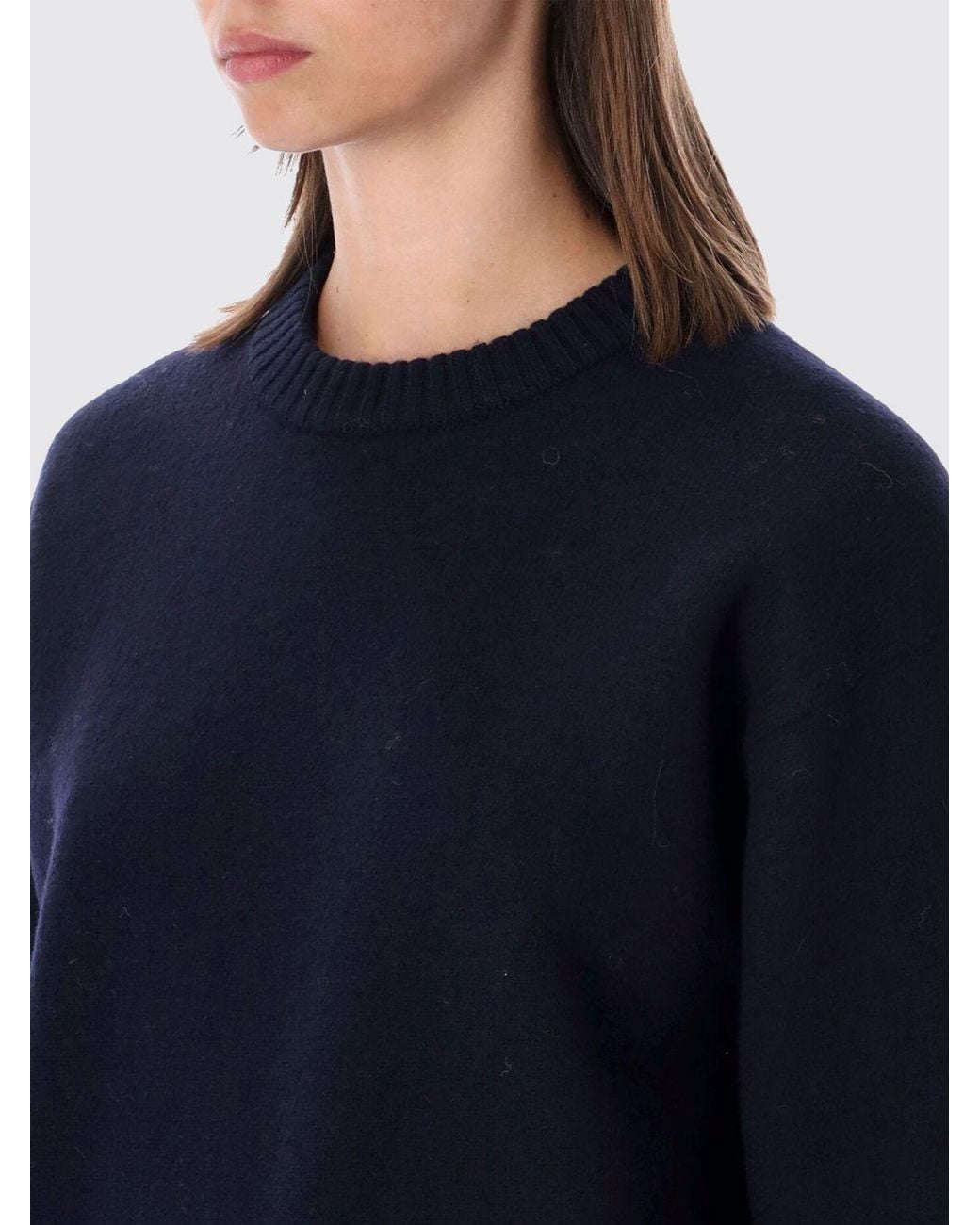 Soeur Blue Short-Sleeved Merino Wool Jumper With Crew Neck And Dropped Shoulders