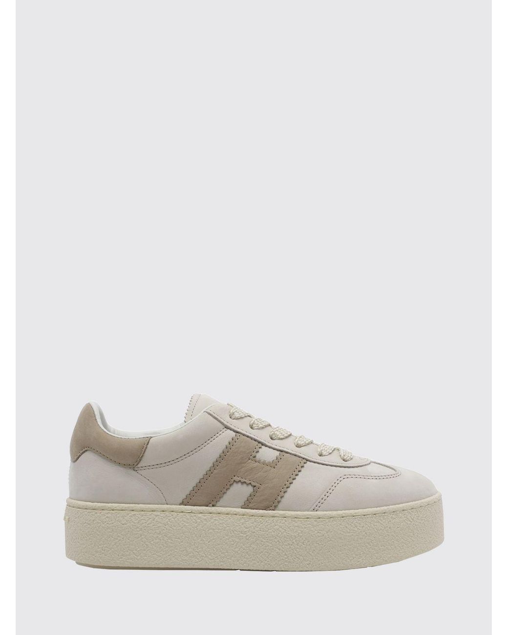 Hogan White Cool Nubuck Sneakers With Contrasting H And Platform Sole
