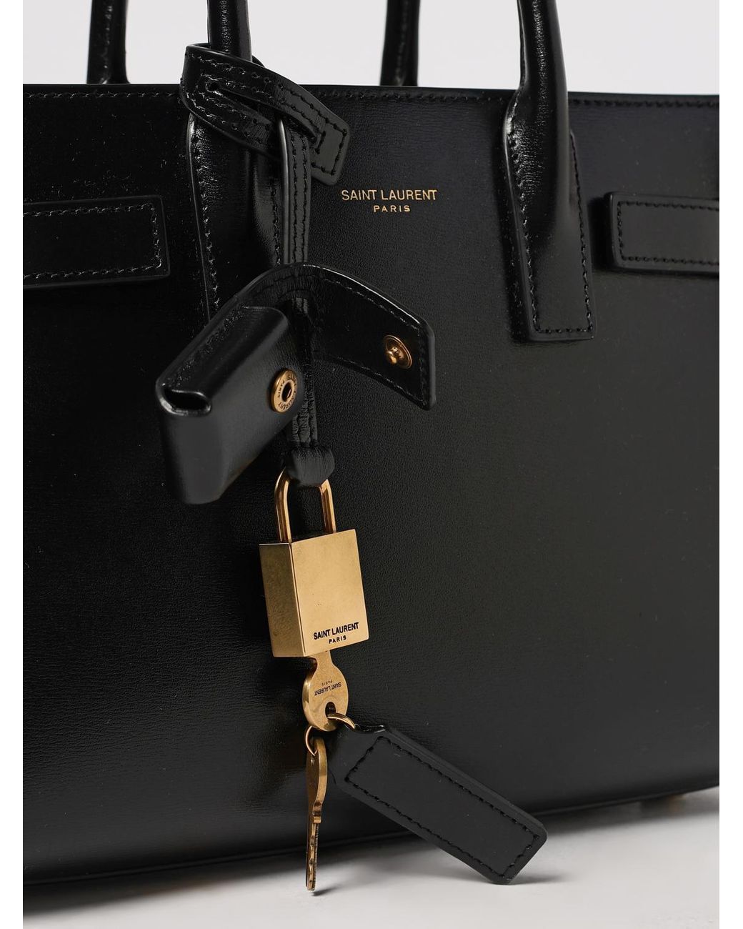 Saint Laurent Black Sac De Jour Nano Palmellato Leather Bag