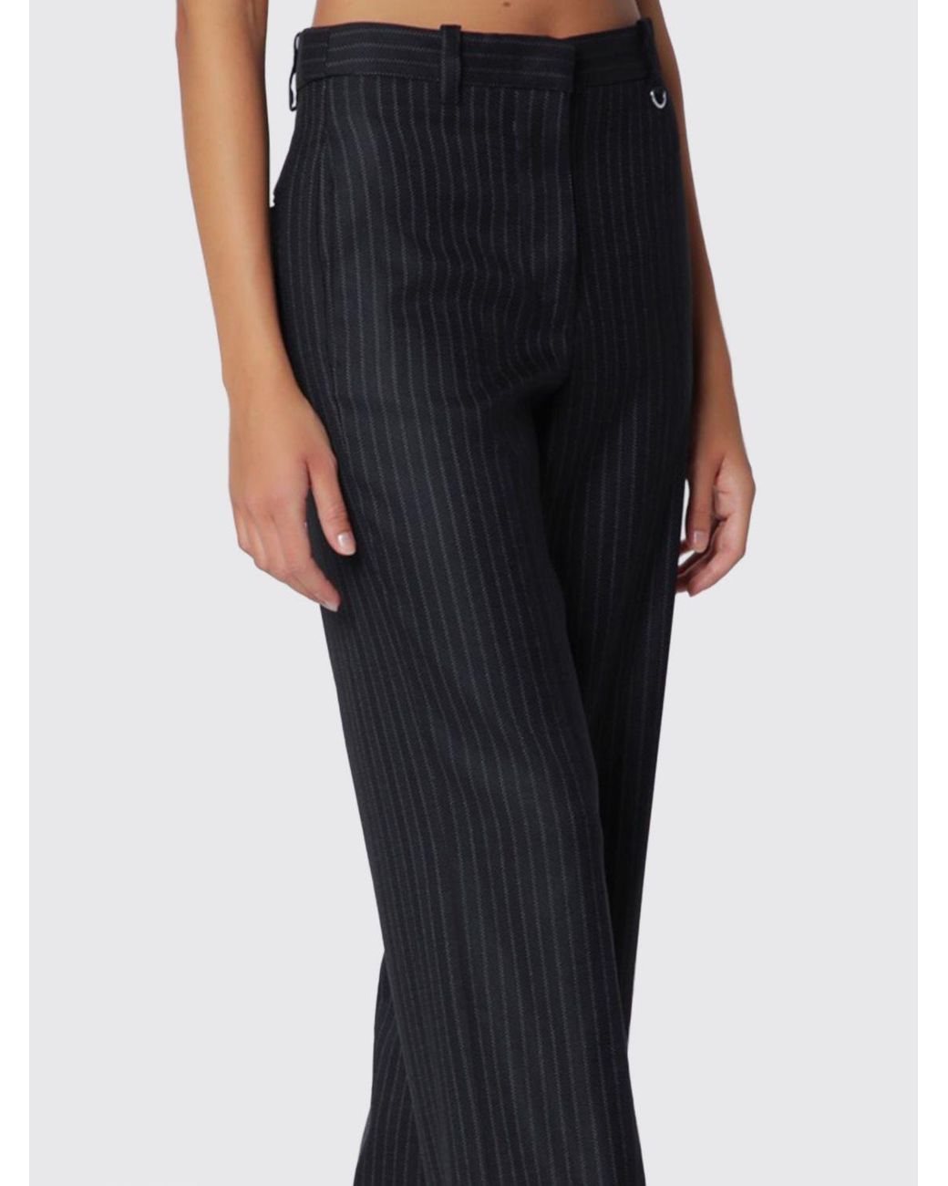 Isabel Marant Blue Pinstriped High-Waisted Wool Straight-Leg Trousers