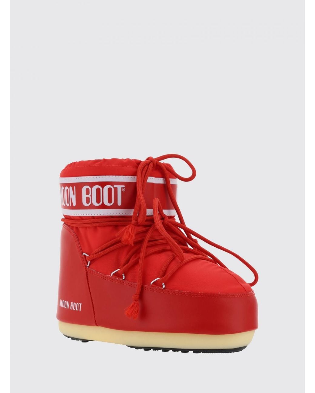 Moon Boot Red Icon Low-Cut Nylon Snow Boots With Printed Logo