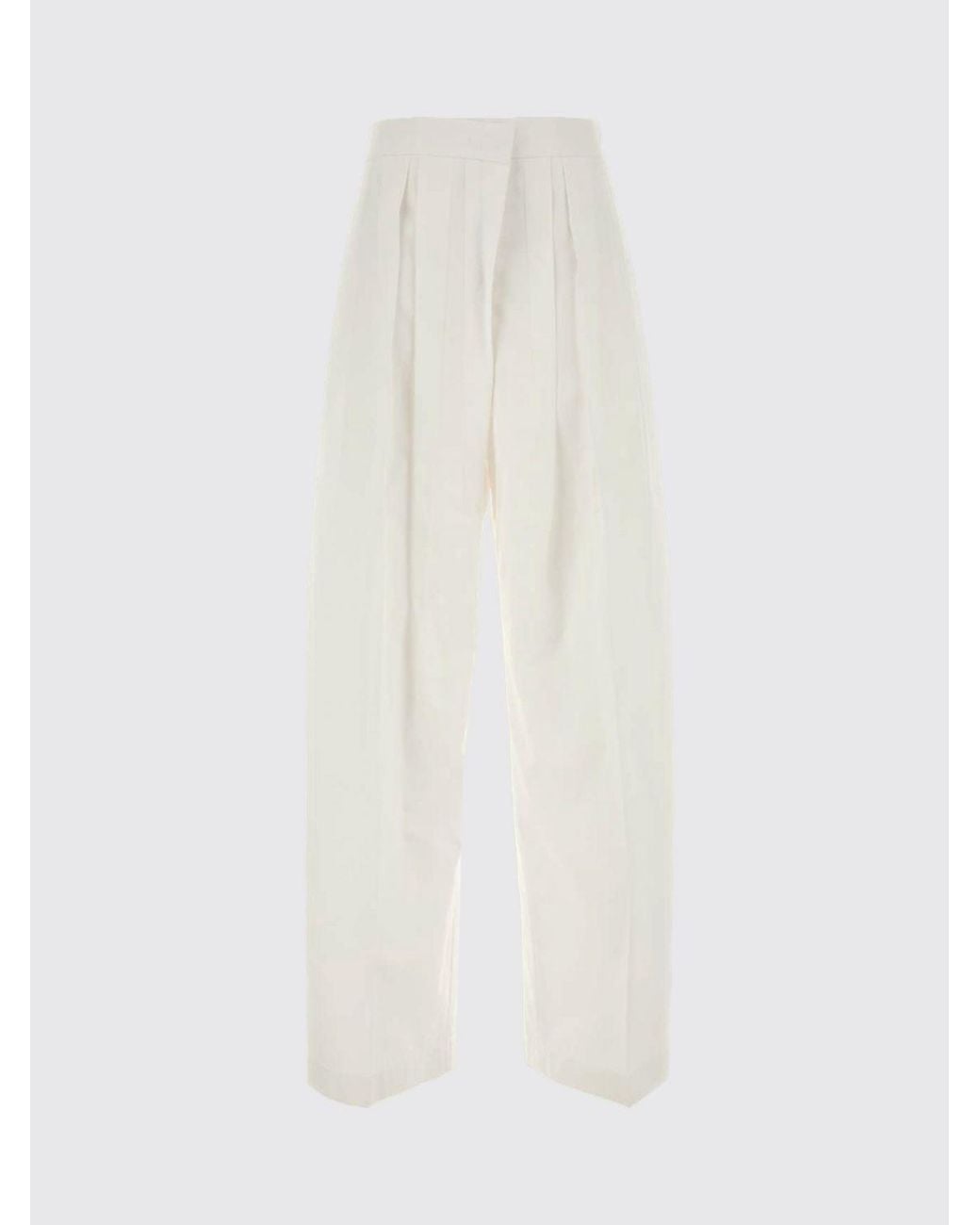 Jil Sander White Cotton And Silk Straight Trousers