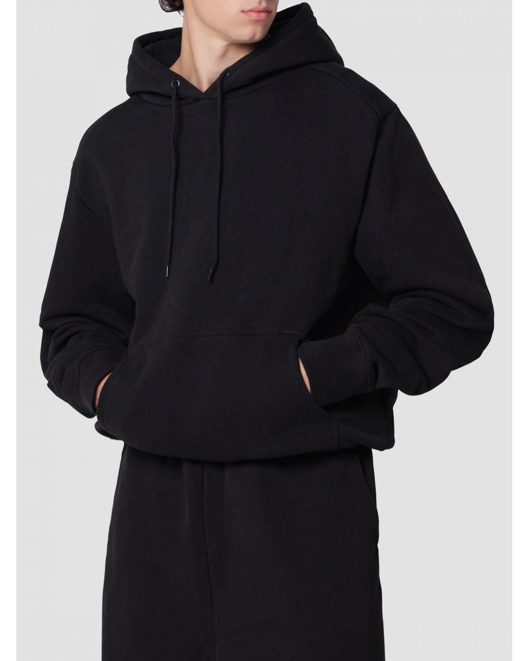 Entire studios Black Oversized Cotton Hoodie With Kangaroo Pocket for men