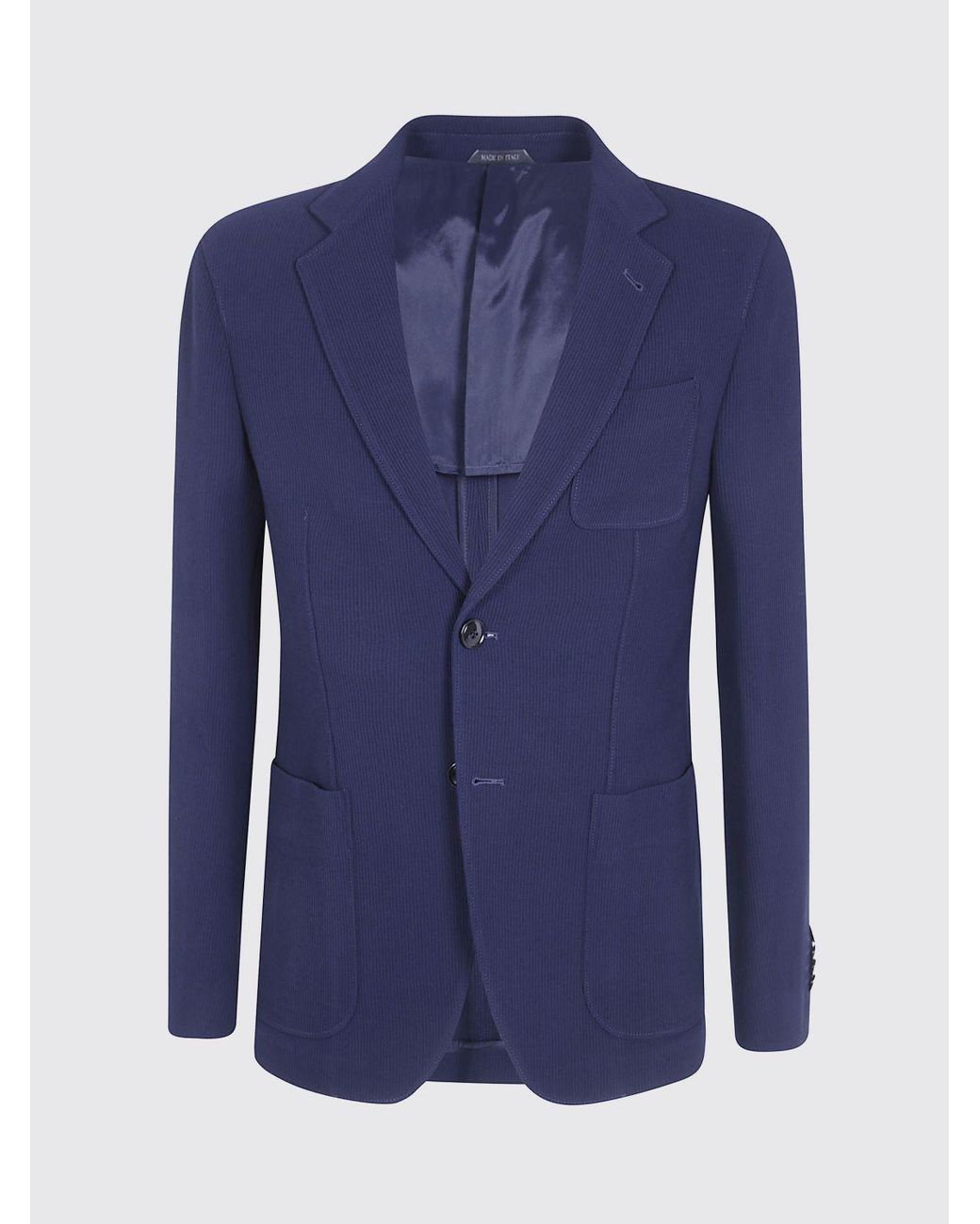Giorgio Armani Blue Slim Fit Virgin Wool Blend Single-Breasted Blazer With One-Button Closure for men