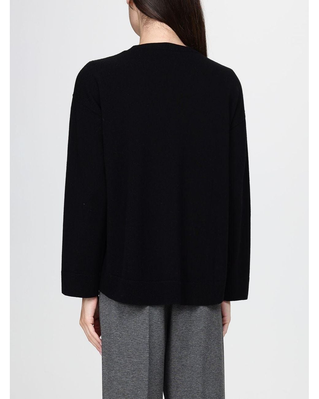 Jersey De Cuello Redondo De Pura Lana De Corte Slim Kangra de color Black