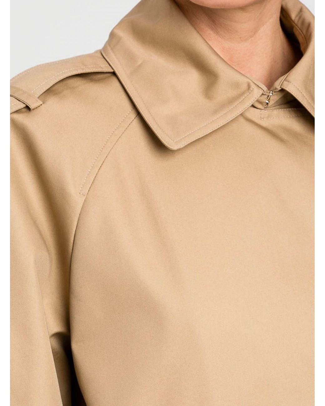 Twinset Natural Double-Breasted Cotton Blend Trench Coat