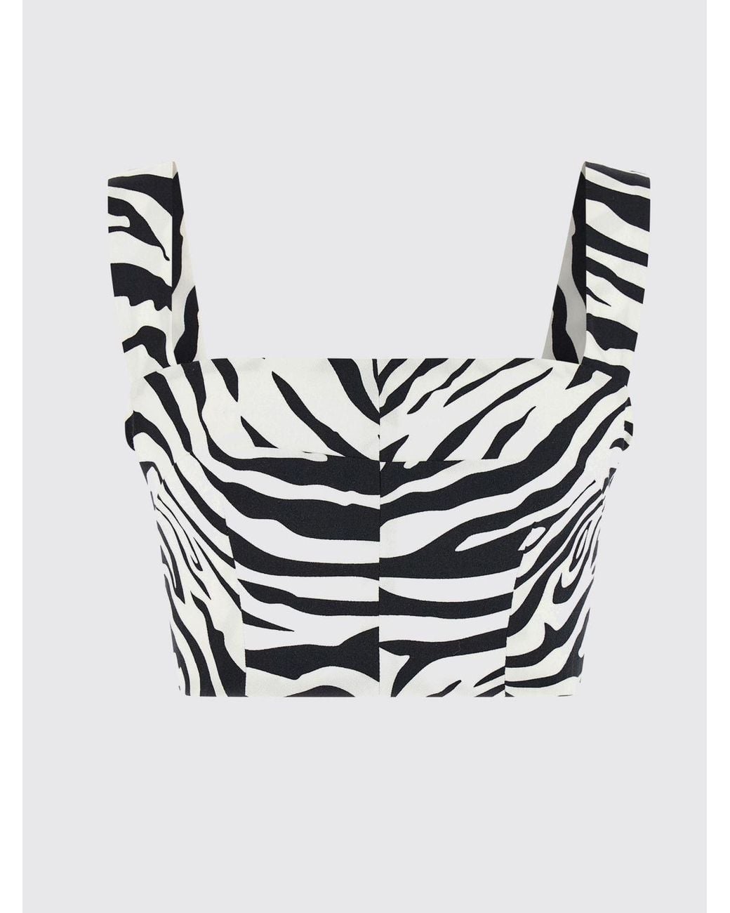 Dolce & Gabbana Black Dolce &Amp Gabbana Zebra-Print Stretch-Cotton Cropped Top