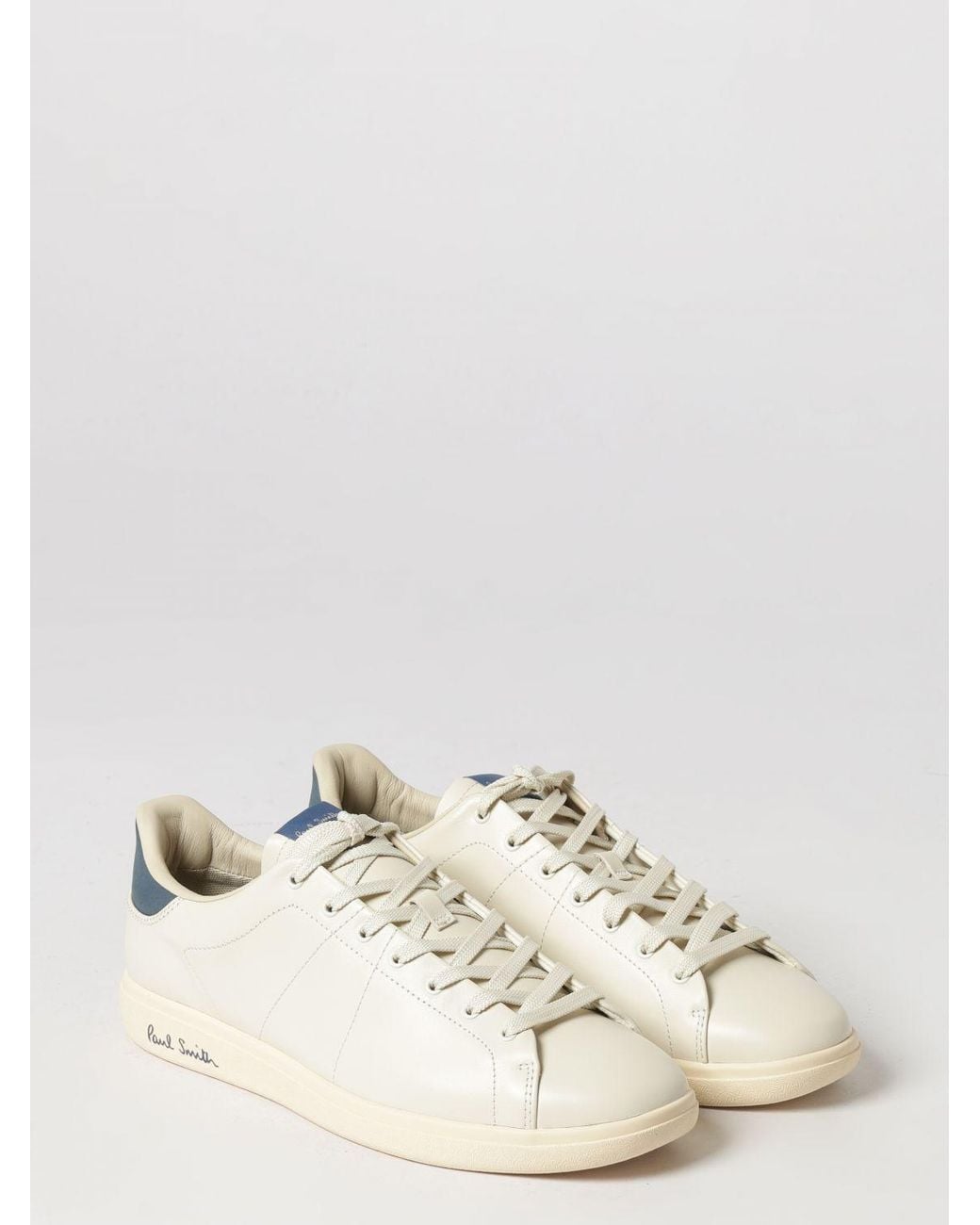 Paul Smith Natural Calfskin Low-Top Sneakers With Bicolour Design And Logo for men