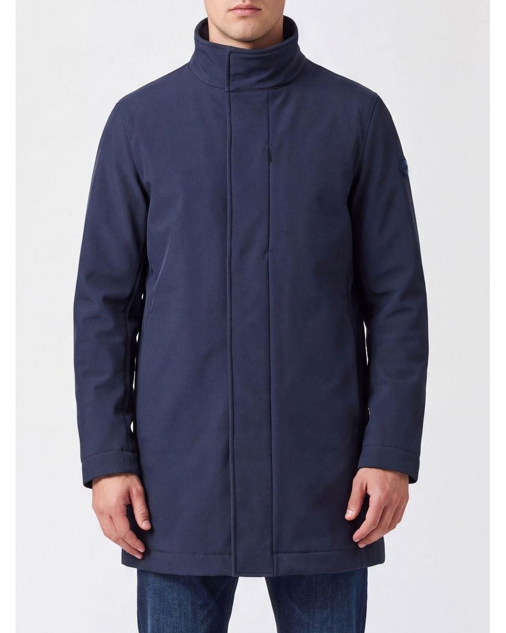 Colmar Blue Long Windproof Technical Fabric Parka With High Neck for men