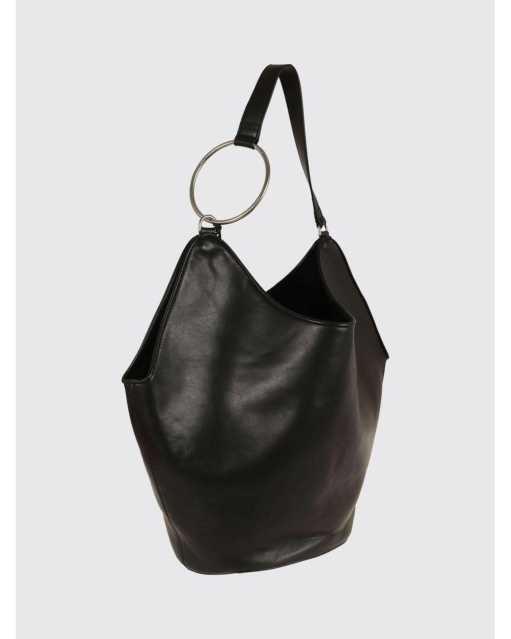 Dondup Black Rhombus-Shaped Bovine Leather Shoulder Bag With Logo Charm