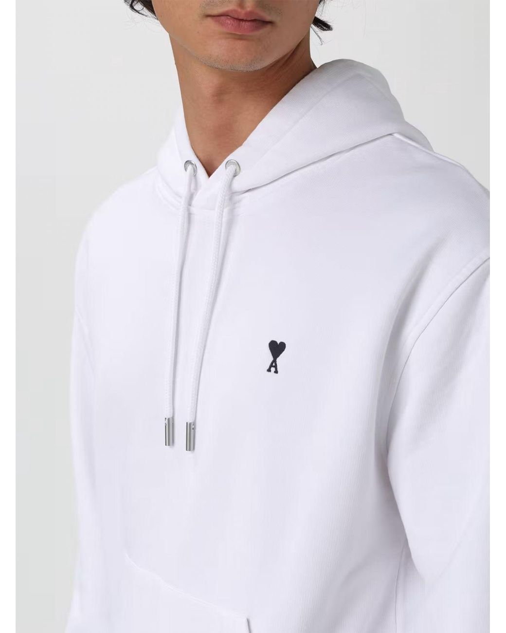 Sweat À Capuche En Coton Avec Logo AMI pour homme en coloris White
