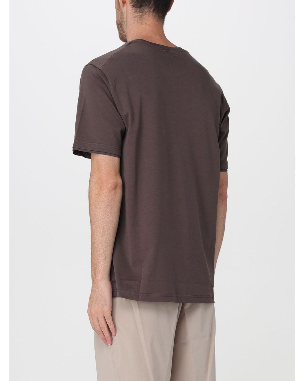 Herno Gray Minimal Design Crewneck T-Shirt for men